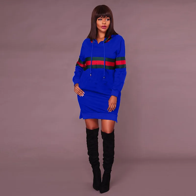 2017 Autumn Winter Casual Sweatshirt Dress Women Long Sleeve Black Striped Mini Hoodies Dresses Female Pullover Christmas Vestidos Hooded14