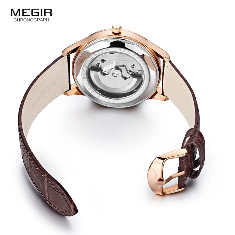 Оригинальные мужские часы MEGIR роскошные брендовые кварцевые Relogio Masculino кожаные