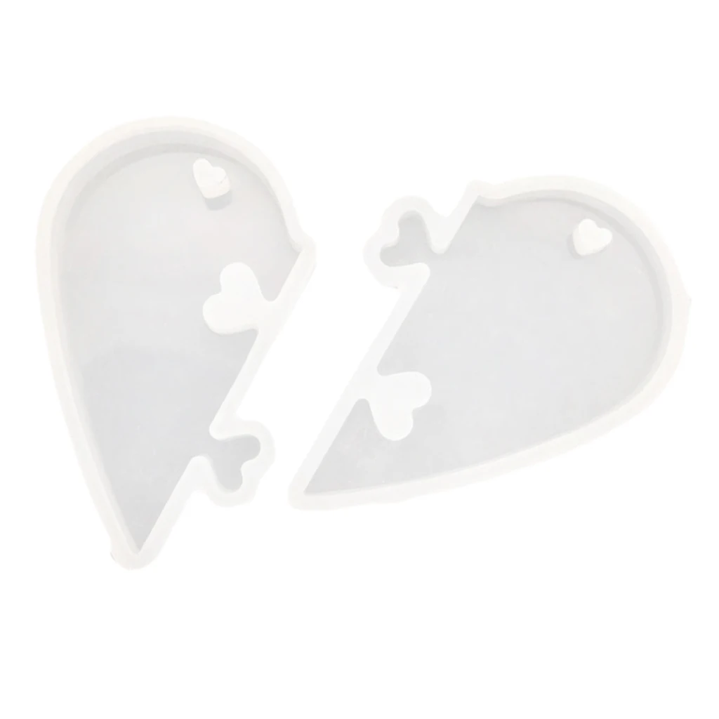 Split Heart Designs Silicone Mold Casting Love Epoxy Resin Pendant Mould For DIY Polymer Clay Jewelry Pendant Craft Mould Tool