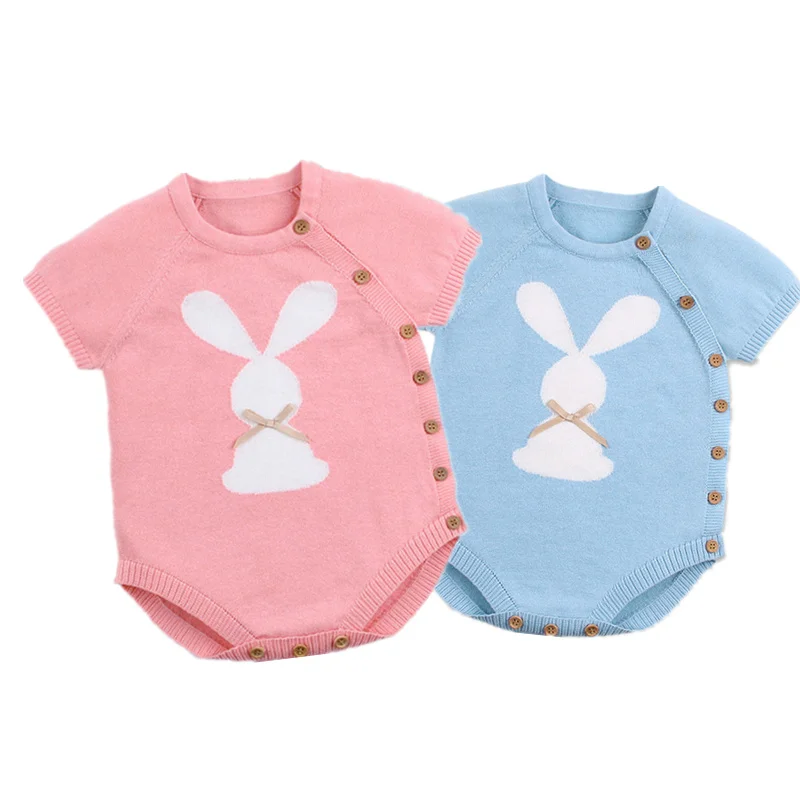 

2019 Newborn Baby Boy Girls Bunny Knitting Wool cartoon Romper Jumpsuit Outfits Set Sleeveless baby boy girls clothes