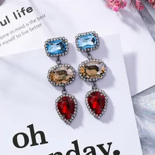 MENGJIQIAO новые роскошные винтажные квадратные серьги-капельки с цветными кристаллами для женщин модные вечерние серьги