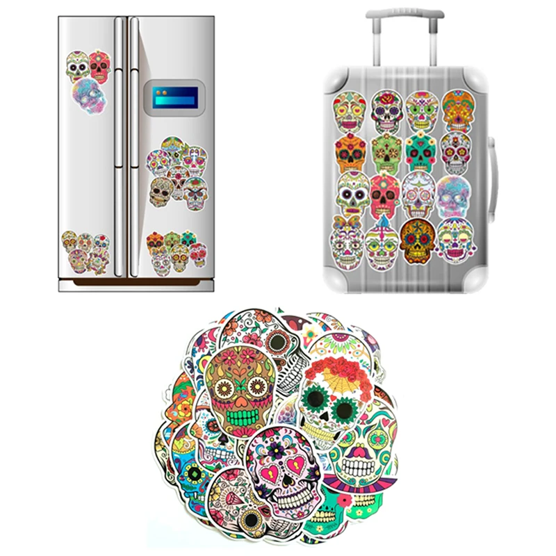 

Colorful PVC Waterproof Horror Skull Stickers For Computer PS4 Pad Phone Laptop TV Fridge Bicycle 50Pcs/lot