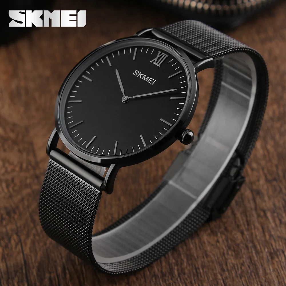 SKMEI Luxury Brand Men Watch Ultra Thin Stainless Steel Clock Male Quartz Sport Watch Men Waterproof