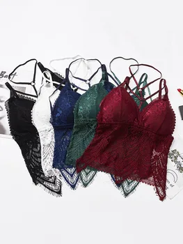 

Summer Sexy Women Sheer Lace Camisole Wrapped Chest Comfortable Padded Brassiere Tube Crop Top for Women Korean Style