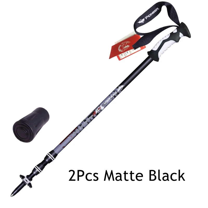 2 шт./лот, палки для скандинавских прогулок, телескопический альпеншток, алюминиевая Ультралегкая трость, костыль, матовые цвета - Цвет: Matte Black