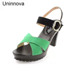 Uninnova/женские простые босоножки на платформе и высоком каблуке, замшевая обувь, ботильоны, большие размеры 33-43, WSA002