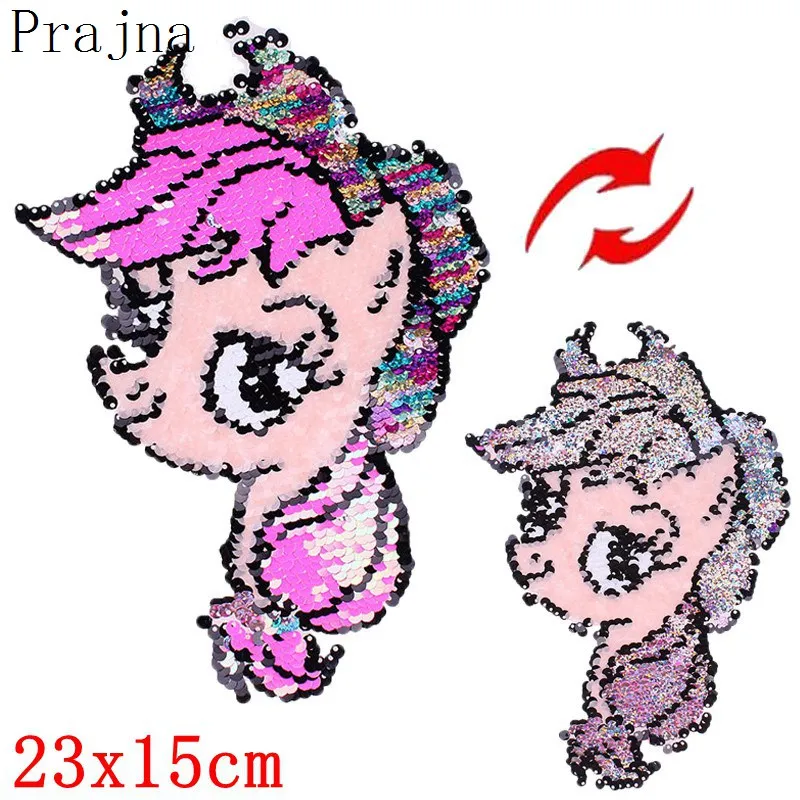 

Prajna Tshirt Patch Reversible Unicorn Horse Embroidered Glitter Sequin Patch Bunny Rabbit Sew On Patch For Clothes Fabric Decor