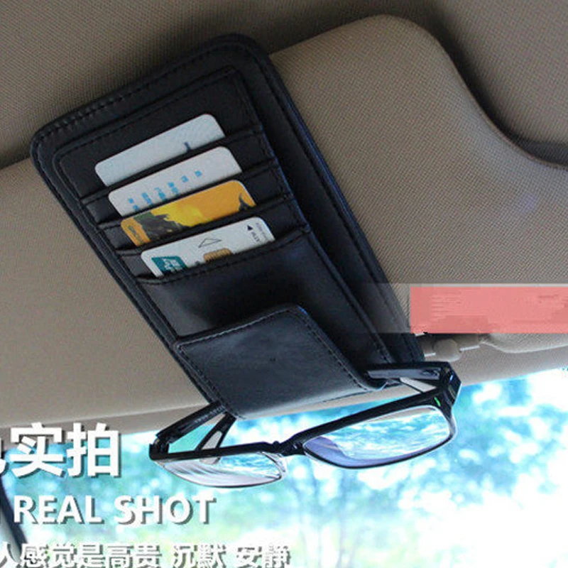 Автомобильный солнцезащитный козырек, солнцезащитные очки, держатель для очков, зажим для кредитных карт, сумка для хранения ID, 3 цвета