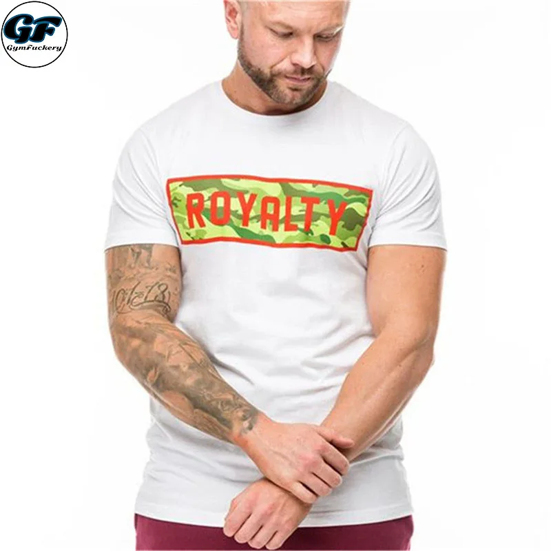 

2018NEW Mens summer fitness Bodybuilding cotton t-shirt gyms workout Short sleeve shirts male Fashion leisure tees tops