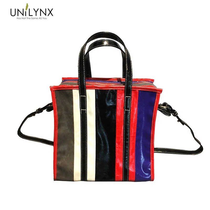 

UNILYNX 2018 female extra large bag handbag fashion Europe America stripe bag contracted shopping bags of single shoulder bag