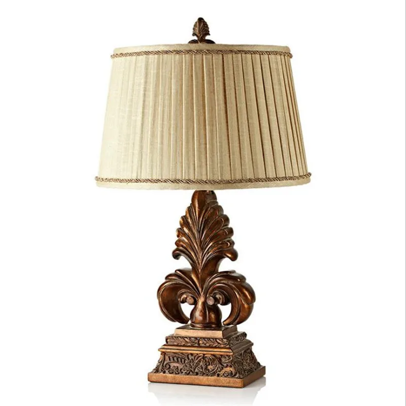 Classical Exotic Rural Resin Fabric E27 Table Lamp for Living Room