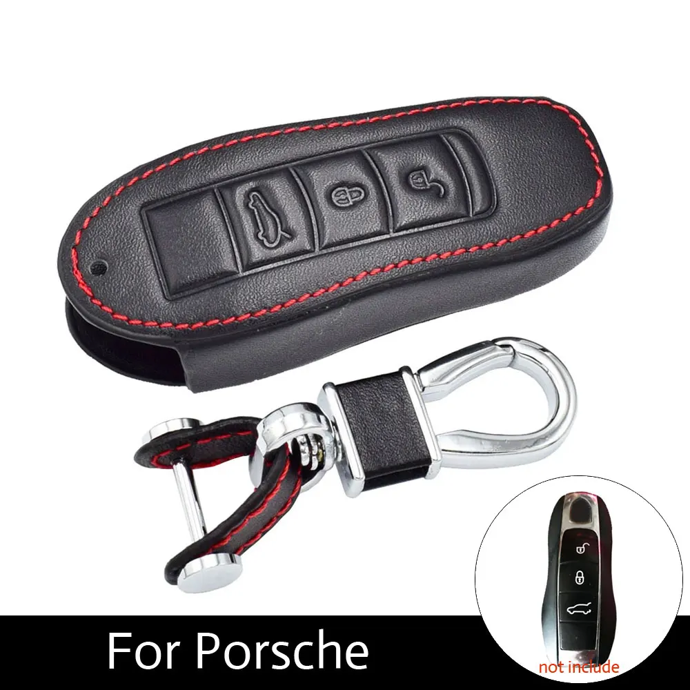 ATOBABI 3 Buttons Leather Car Key Case for Porsche Cayenne 911 996