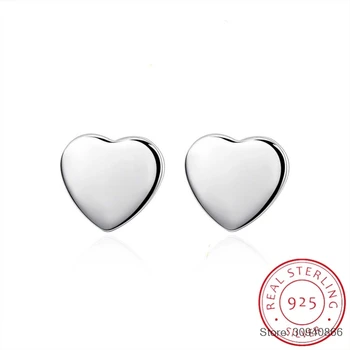 

SMTCAT Real 925 Sterling Silver Smooth Heart Stud Earrings for Women Girls Fashion sterling-silver-jewelry brincos de Prata
