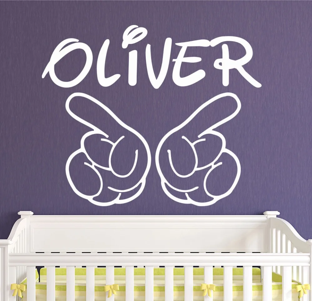 

Personalized Name Wall Decals Girls Boys Bedroom Hand Fingers Custom Name Vinyl Stickers Houseware Removable Art Mural SYY290