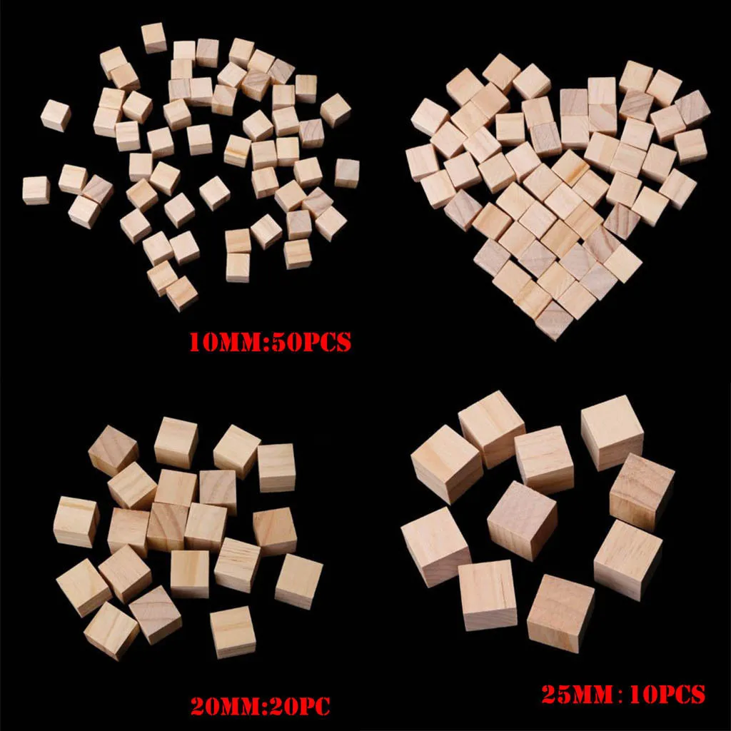 

new 10/20/25mm Wooden Square Blocks Mini Cubes Embellishment for Woodwork Craft DIY Bagged wood art DIY box handmade wholesale