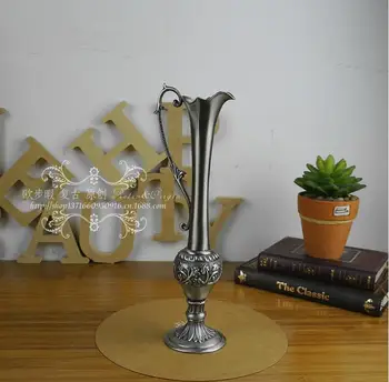 

European retro bottle shap metal alloy vase small size tabletop metal vase flowerpot for home decoration accessories HP039