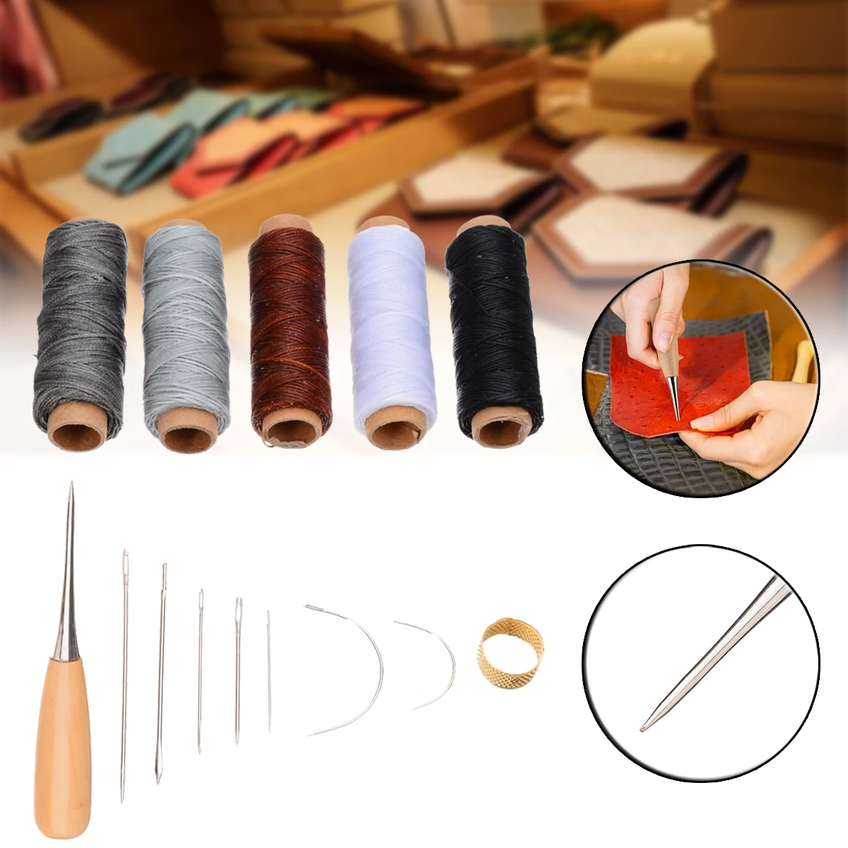 

14pcs/set Leather Craft Hand Tools Kit for Hand Sewing Stitching Stamping Saddle Making Leather Craft Kit Mayitr