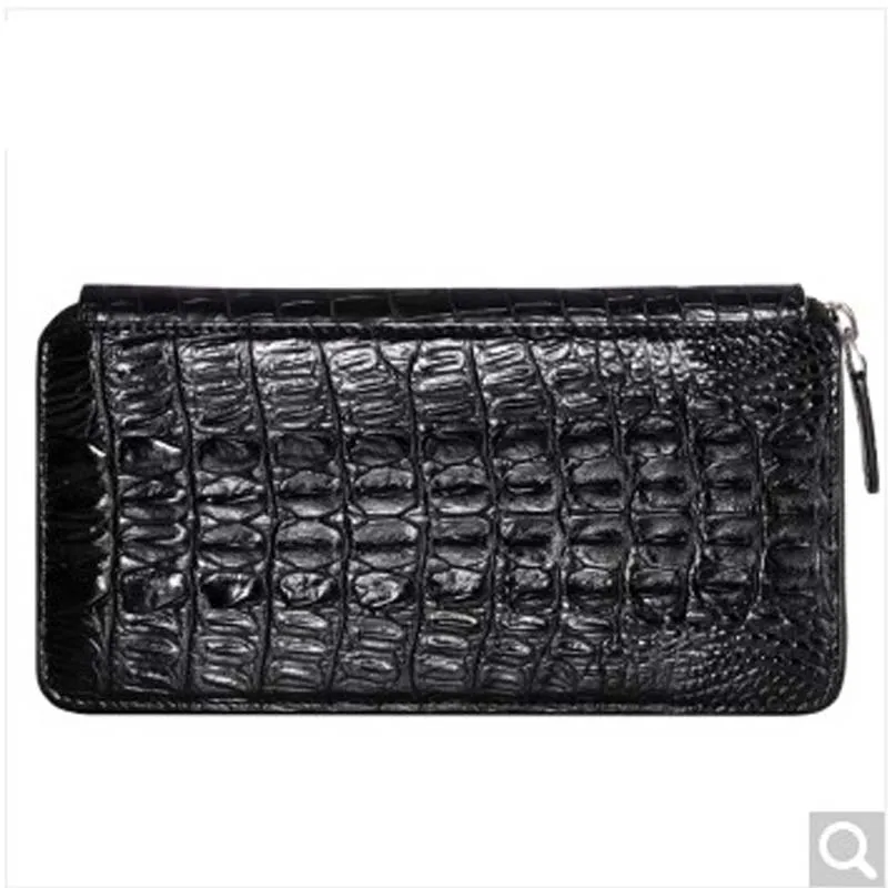 

pulafu Crocodile leather hand bag casual hand grab bag alligator male wallet black Tail Ridge