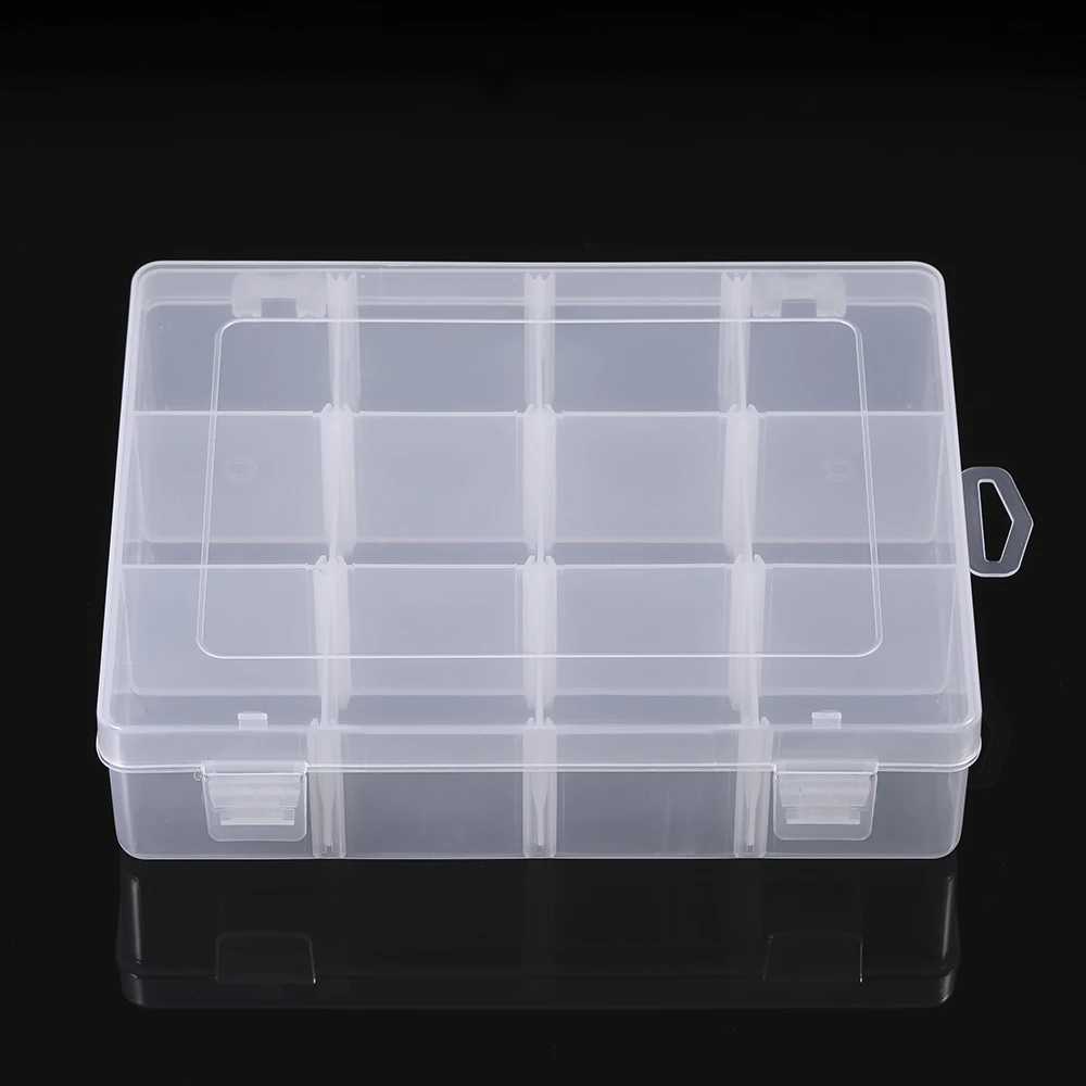 

Fishing Tackle Box Transparent Plastic 12 Grids Box Fishing Lure Bait Hooks Storage for Jewelry Needle Thread for Pesca