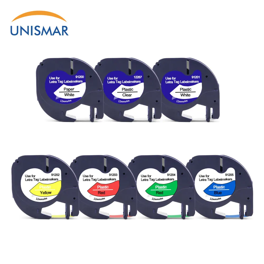 

Unismar 7 Pack 91201 Dymo Letratag Label Tape Cassette 12mm 91330 16952 91331 91332 Compatible for Dymo LetraTag lt-100h Printer