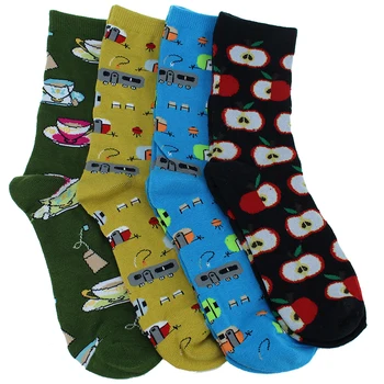 

2019 High Quality Cotton creative personality original couple wind couple cartoon socks men women breakfast pattern socks