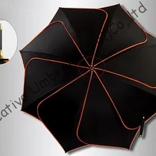 Ручные зонты в виде листьев лотоса, солнцезащитный крем, Формоза, черное покрытие, длинный зонтик, УФ-защита, вращение флуоресцентных оранжевых трубопроводов