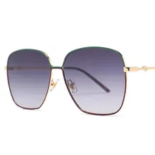 Métal rouge vert cadre carré lunettes de soleil femmes mode luxe marque concepteur lunettes de soleil hommes 2020 unisexe dégradé grandes lunettes