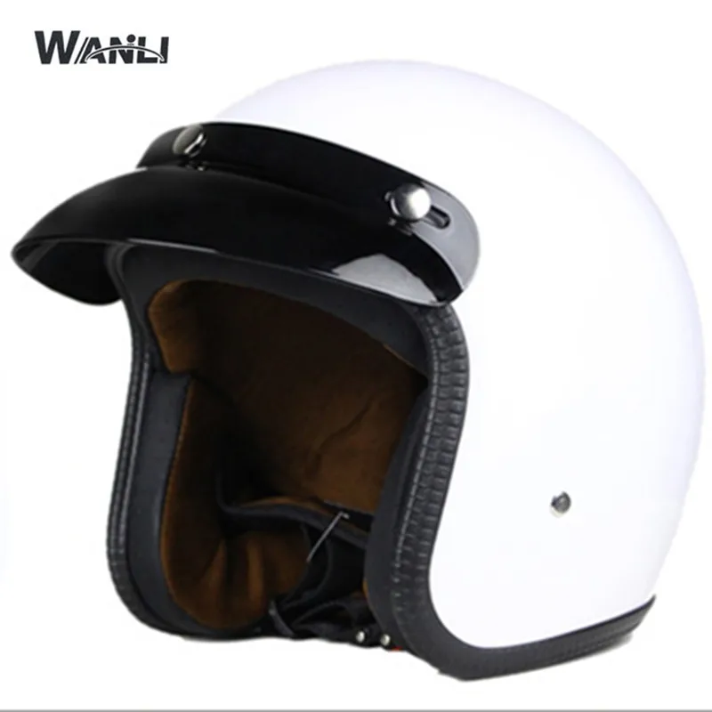 

Unisex Adult 3/4 Motorcycle Open Face Helmet with Solid Color white, Large)