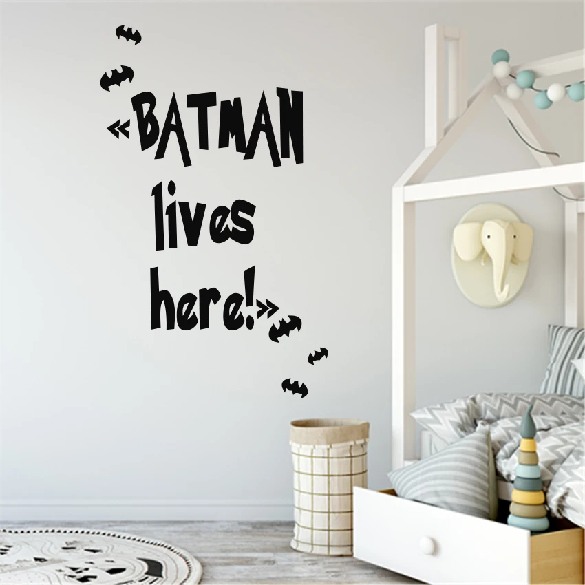Neymar Batman Superhero Lives Here Vinyl Art Home Decor Quality Wall Stickers For Nursery Kids Rooms Living Decals Poster B645