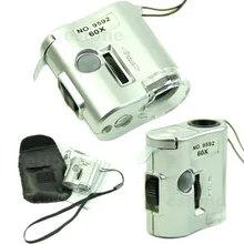 60 X Microscope Jeweler Loupe Lens Illuminated Magnifier Glass With LED UV Light