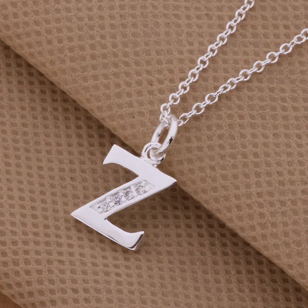 Top quality Silver color letter U, V, X, Y, Z pendant necklace with zircon jewelry gift factory price drop shipping