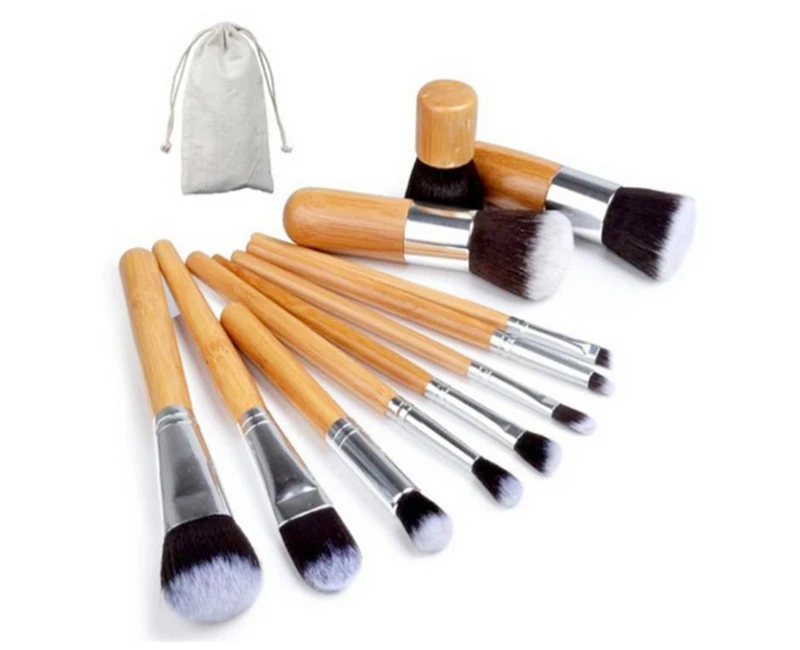 

30sets/lot 11Pcs Professional Bamboo Makeup Brushes Set Eye Shadow Eyebrow Eyeliner Foundation Soft Blusher Cosmetic Brush
