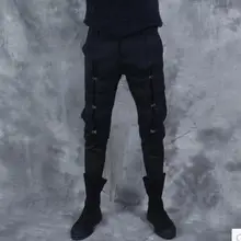 S-3XL! Модные мужские универсальные повседневные брюки с металлической пряжкой, тонкие обтягивающие брюки из двух предметов, костюмы певицы