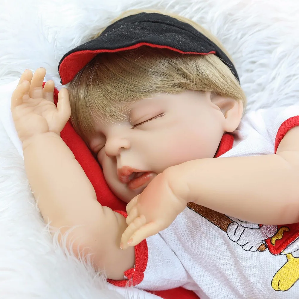 

reborn can enter water best child gift bonecas reborn menina 22" full silicone reborn dolls blond hair girl boy