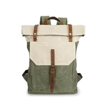 Mochilas militares de cuero Vintage para hombres/mujeres, mochilas escolares, mochilas de lona a prueba de desgaste para mujer, mochilas portátiles