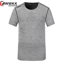 Мужская быстросохнущая стрейч с короткими рукавами ткани в полоску летняя спортивная футболка пляж развлекать мужчин t фитнес, тренажерный зал досуг