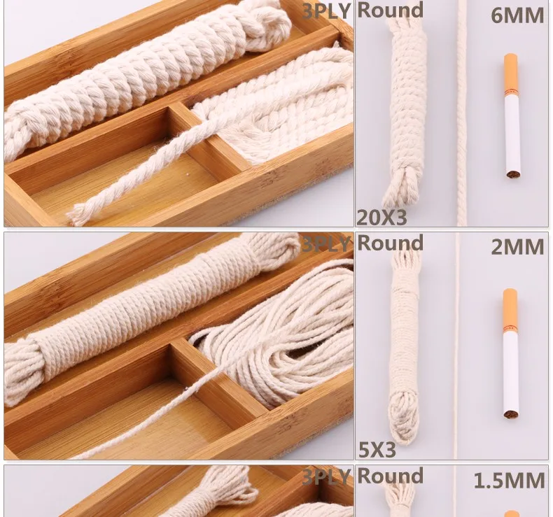 5yd/lot high strength natural color 3ply round flat Rope 100% cotton Cords for home handmade garment accessories Craft Projects 39 S006_05