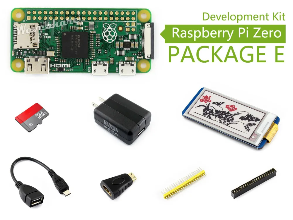 Малина Pi zero V1.3 Development Kit Вышивка Крестом Пакет e 2.13 дюймовый e-Бумага шляпа + 16 ГБ Micro SD карты и другие основные Компоненты