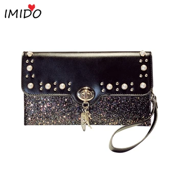 

Luxury brand clutch pearl wallet sequin shoulder bags black chain handbag messenger crossbody bag ladies zipper handbags