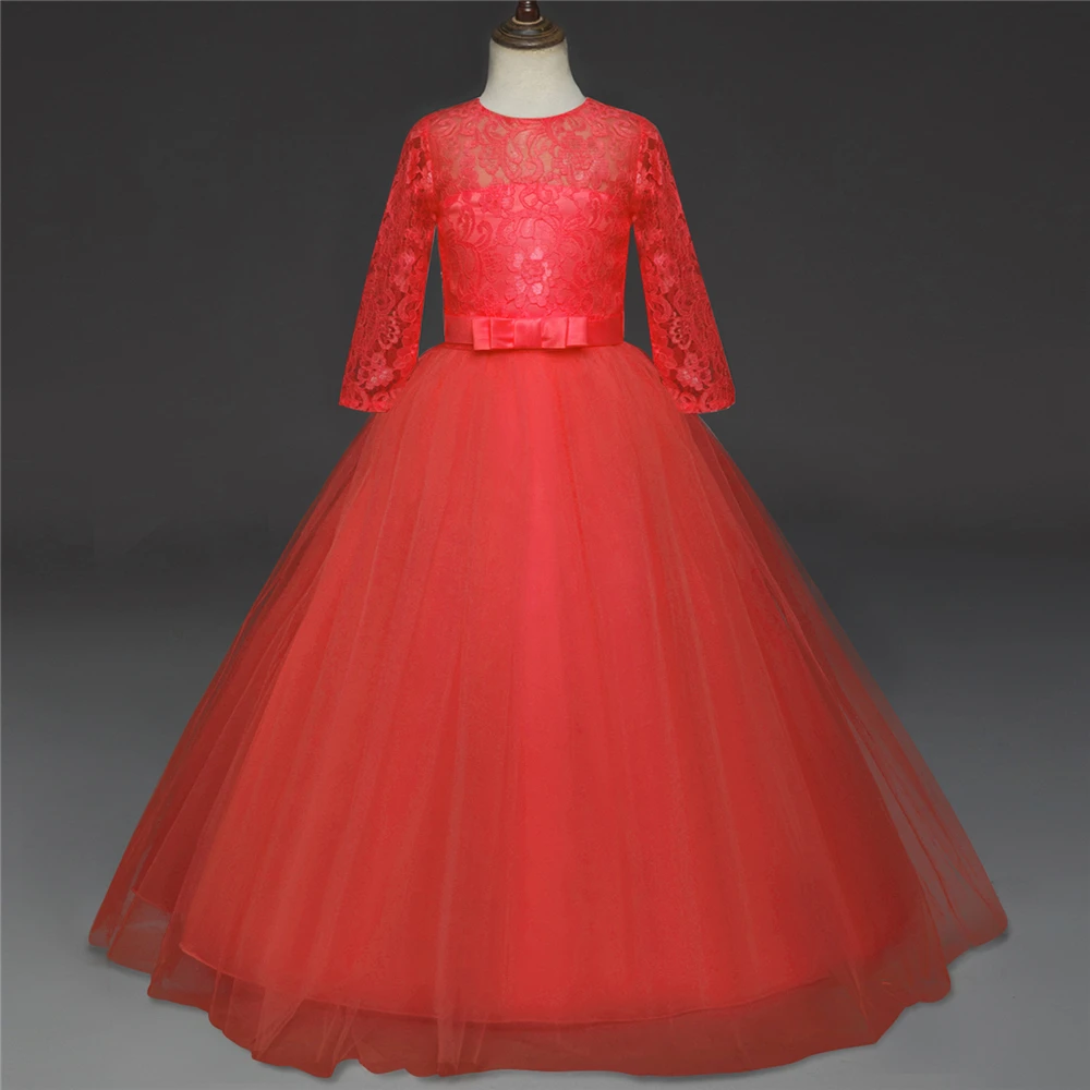 High Quality Lace Princess Dress Girl Wedding Gown Long Party Kids Dresses For Girls 2018 New Autumn Winter Children Costumes (7)