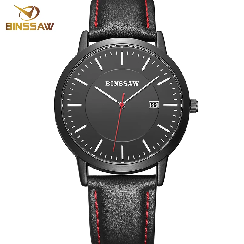 

BINSSAW Ultra-thin Men Quartz Watch Fashion Top Luxury Brand Watches Waterproof Leather Strap Business Man Wrist Watch relogio