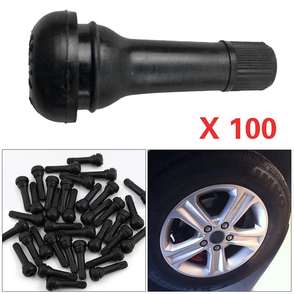 100Pcs TR414 Rubber Valves Snap In Car Tire Valves Rim Valves Rubber