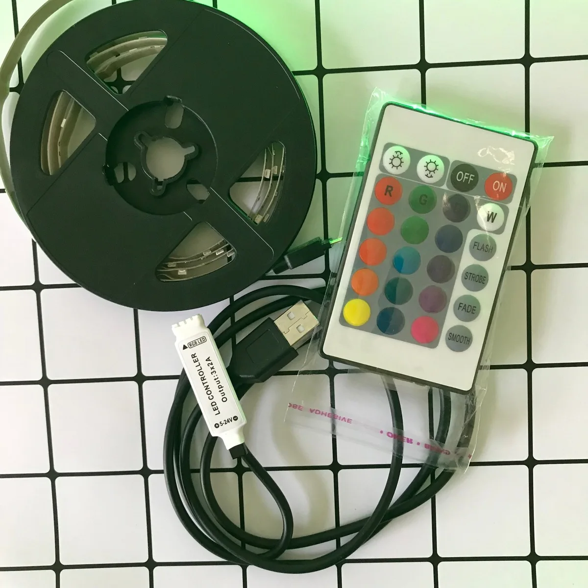 5 в USB мощность неоновый светодиодный полоса лента лампа полоса 2835 SMD RGB светодиодный авто Стайлинг веревочный светильник вечерние атмосфера светильник ing Ambi светильник tv - Испускаемый цвет: RBG with 24 Key