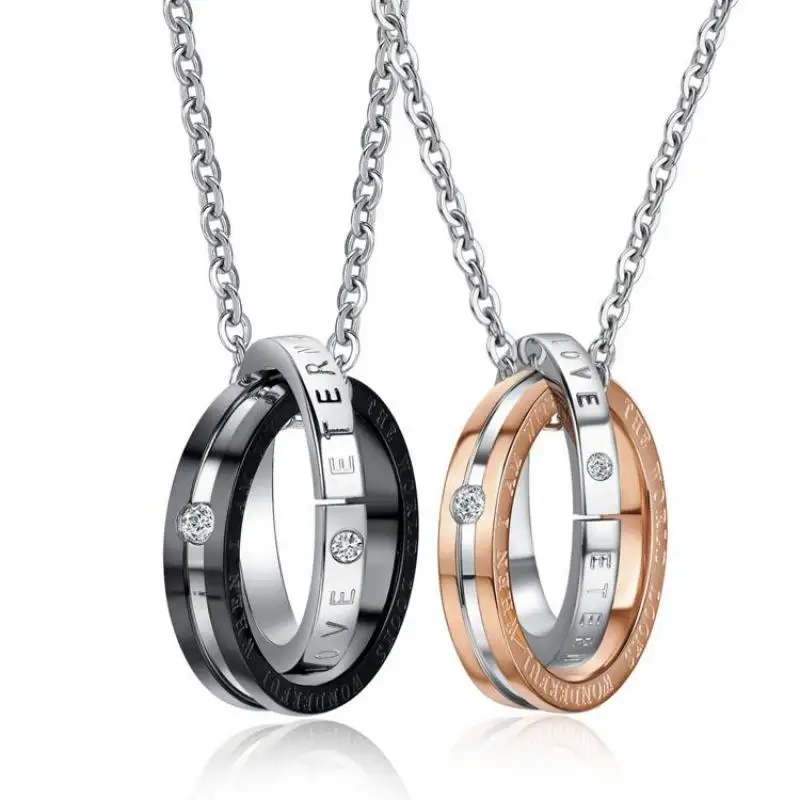 Couple Necklaces & Pendants 316l Stainless Steel Eternal Love Lettering ...