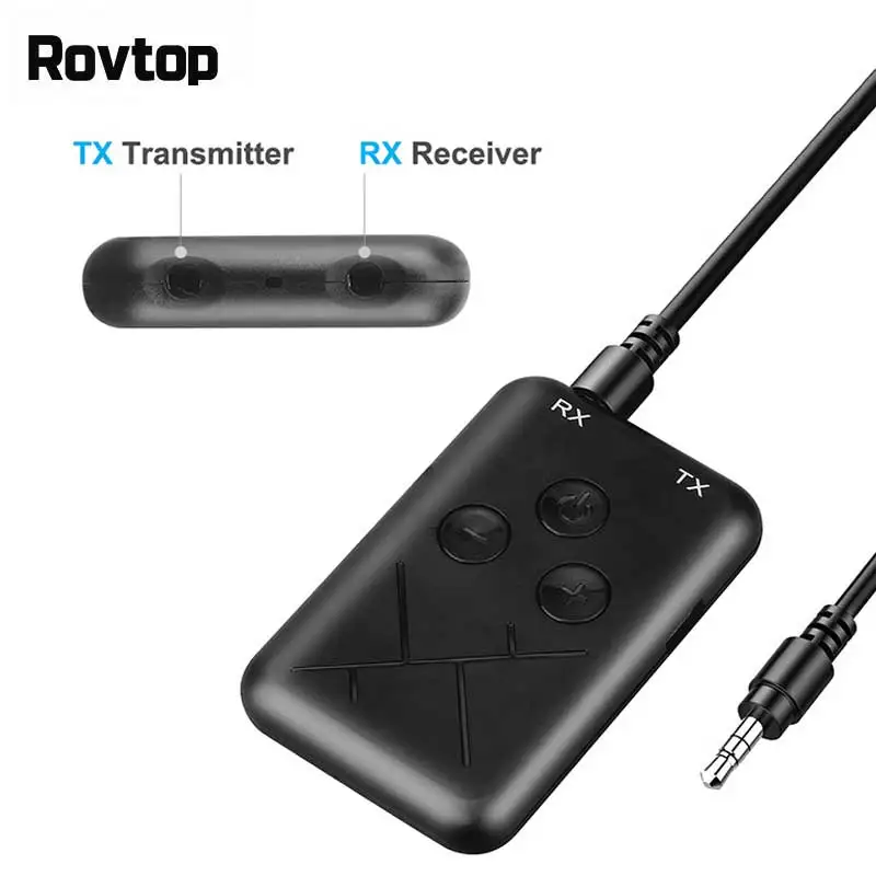

Rovtop 2 in 1 Wireless Stereo Bluetooth Transmitter Receiver 4.2 Audio 3.5mm Adapter For Smartphone PC TV Bluetooth Transmitter
