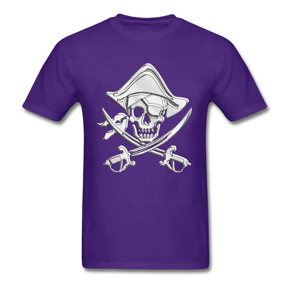 Custom Chrome Like Pirate Crossbones Man Top T-shirts Newest Summer/Autumn Tops & Tees Round Neck 100% Cotton Fabric Tee Shirt Chrome Like Pirate Crossbones purple