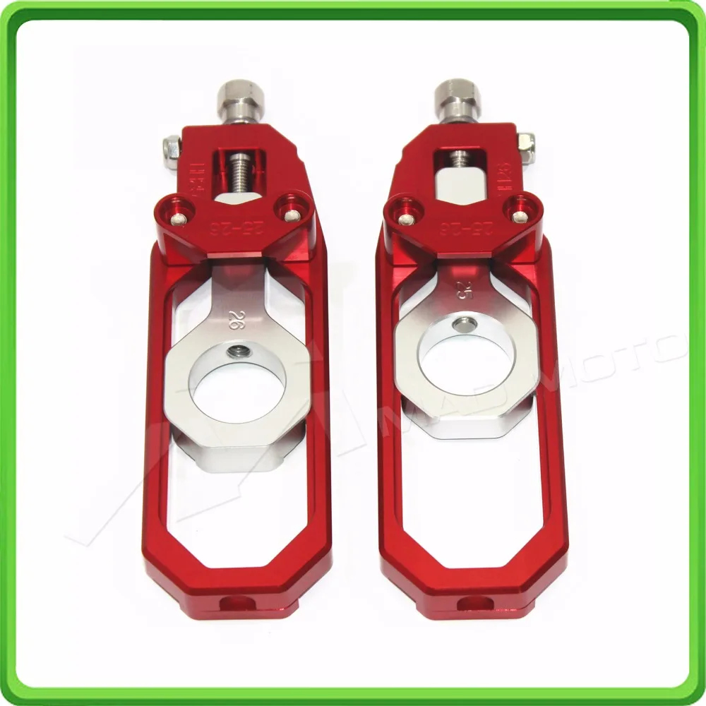 Aluminum motorcycle Chain Tensioner Adjuster fit for YAMAHA R1 YZF R1 2015 2016 2017 YZF-R1 15 16 17 Red & Silver (4)