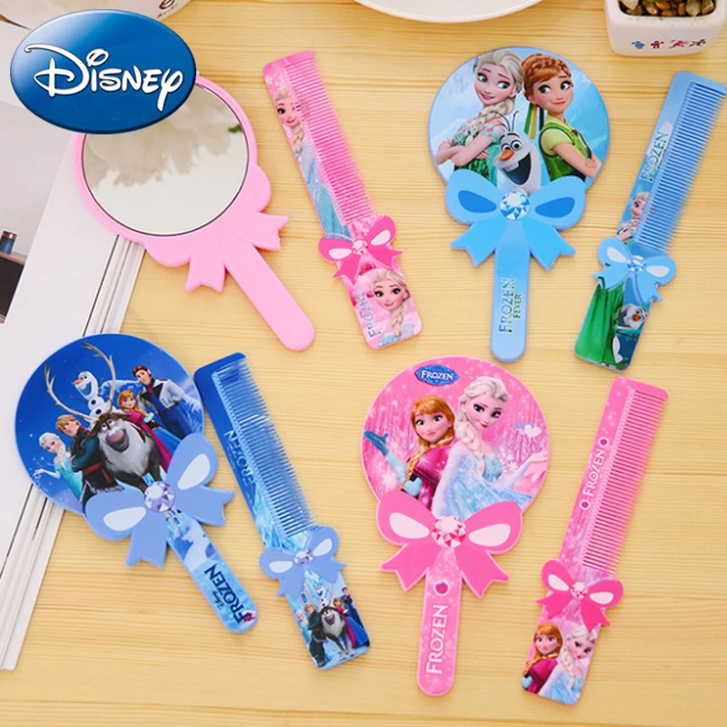 

Disney Frozen Pretend Play New Comb Mirror Princess Anna Elsa Anti-static Hair Care Brushes Baby Girl Dress Up Makeups Kids Gift