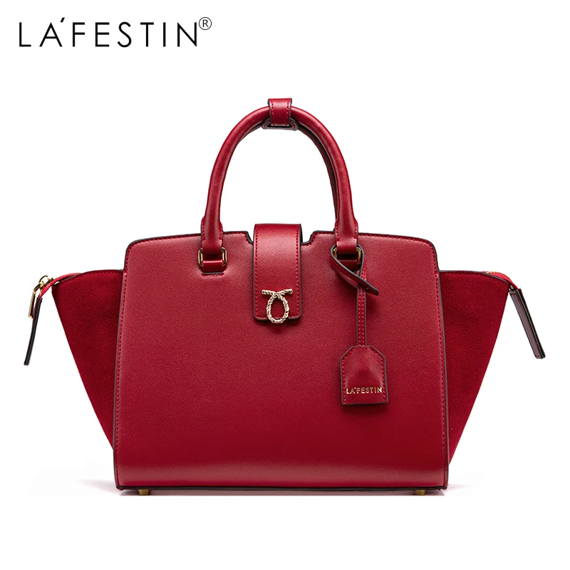 

LAFESTIN Women Designer Soild Bags Lock Handbag Leather Shoulder Bag Fashion Versatile Crossbody Luxury Tote Brands bolsa