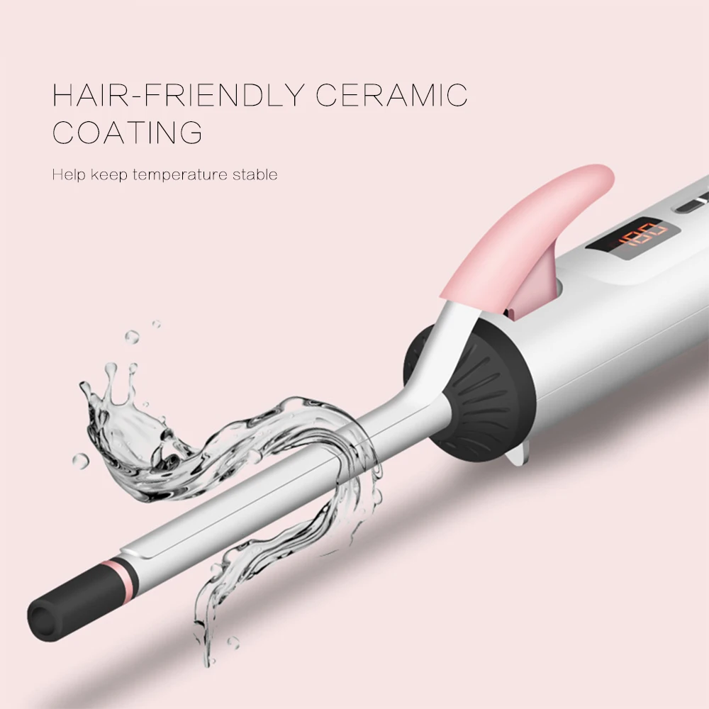 ЖК-дисплей керамический электрический щипцы для завивки волос Professional Hair Curler вращение Curl Wand 17-Level Регулируемый температурный инструмент